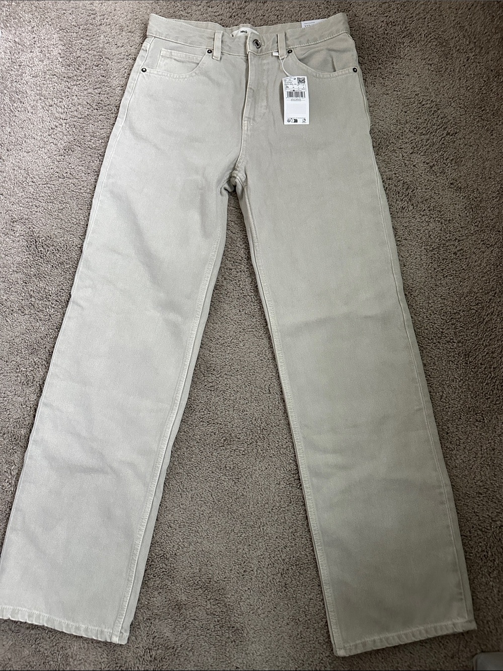 MNG Beige Straight-Leg Jeans NWT